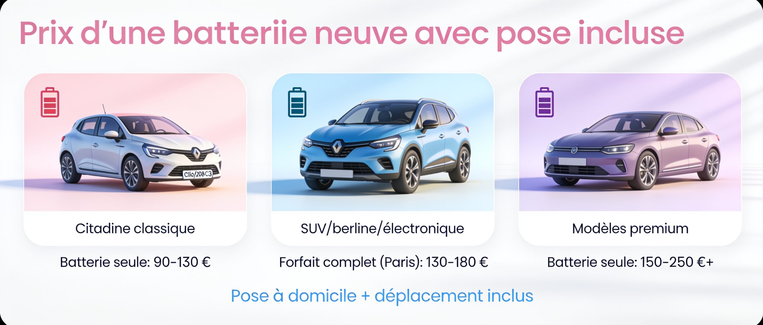 Le prix d'une batterie neuve avec pose incluse